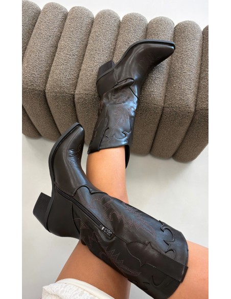 Women's Cowboy Boots with Heel Eco Leather Chocolate Brown Jarissa