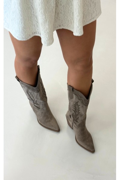 Women's Khaki Cowboy Boots with Heel Betina 2