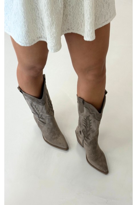 Women's Khaki Cowboy Boots with Heel Betina