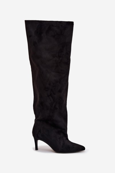 Women's High Heel Ankle Boots Slip-On Black Mavilla
