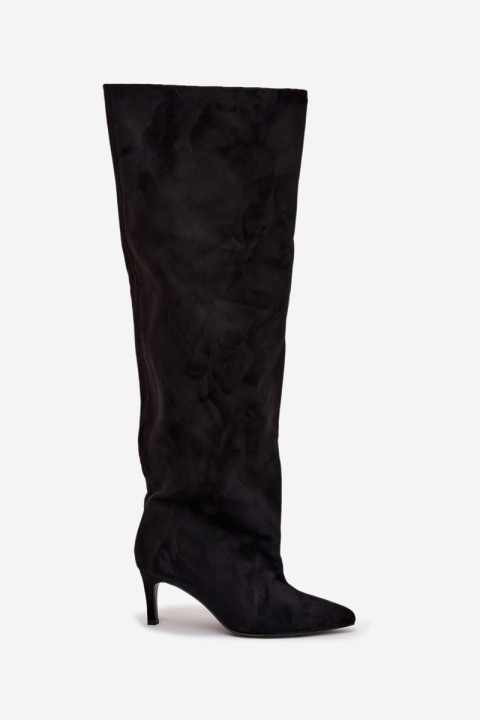 Women's High Heel Ankle Boots Slip-On Black Mavilla