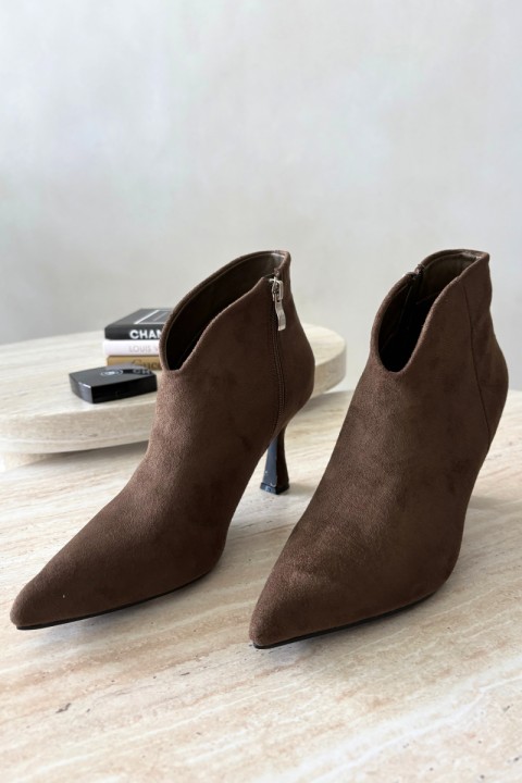 Women's Slim Heeled Ankle Boots With Pointed Toe Dark Green Bessia