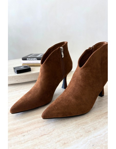 Women's Slim Heel Ankle Boots With Pointed Toe Camel Bessia