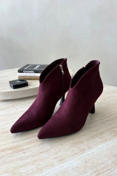 Women's Slim Heel Ankle Boots With Pointed Toe Burgundy Bessia