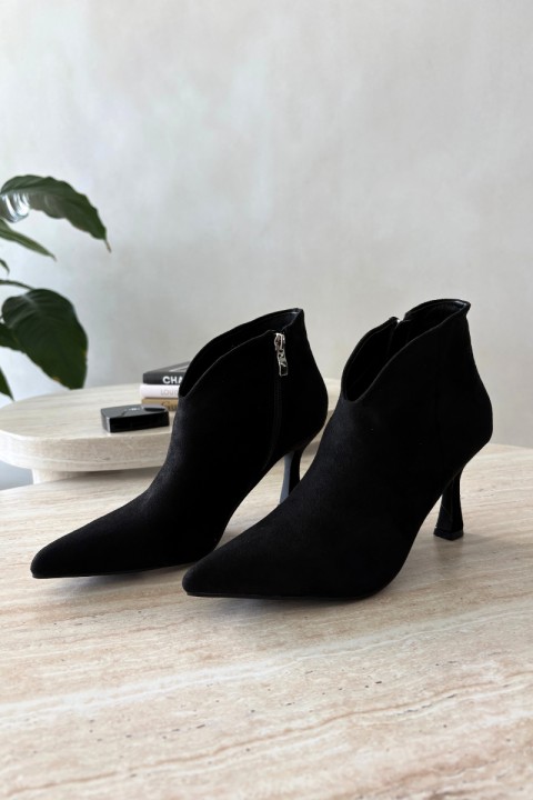 Women's Slim Heeled Ankle Boots With Pointed Toe Black Bessia