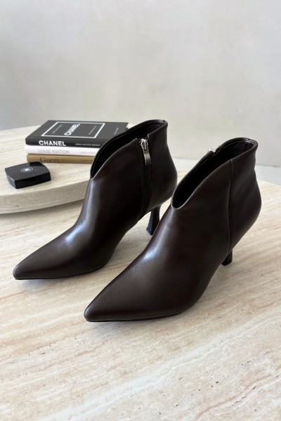 Women's Slim Heeled Ankle Boots With Pointed Toe Dark Brown Bessia 2
