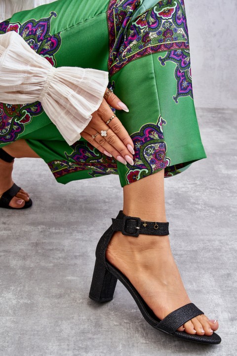 Glossy Heel Sandals Black Maxim
