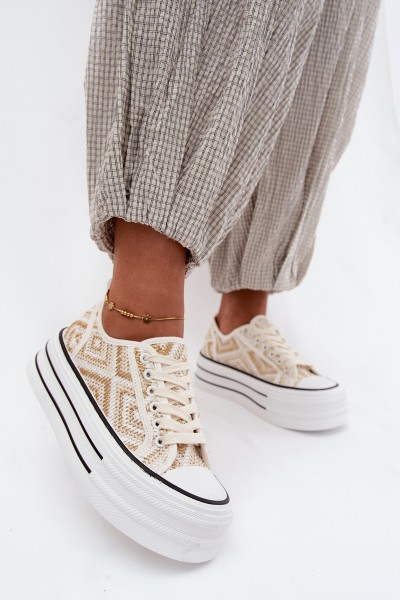 Women's Low Platform Sneakers White-Gold Medina