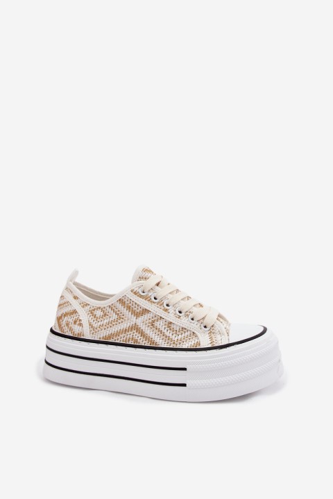 Women's Low Platform Sneakers White-Gold Medina