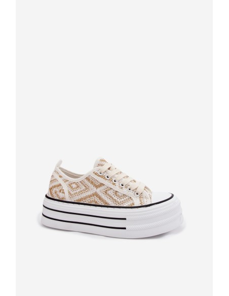 Women's Low Platform Sneakers White-Gold Medina
