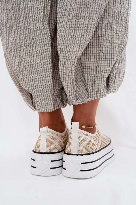 Women's Low Platform Sneakers White-Gold Medina