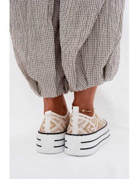 Women's Low Platform Sneakers White-Gold Medina