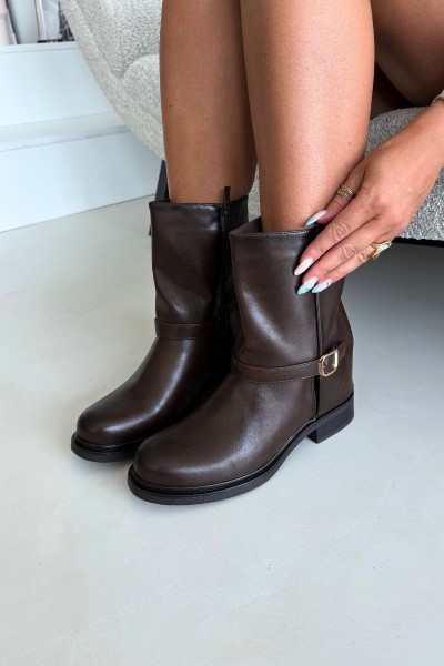 Women's Insulated Ankle Boots With Buckle Chocolate Corley