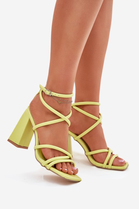 Women Sandals On Heel With Straps Lime Ciarilora