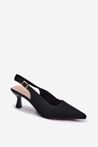 Delessa Black Fabric Heeled Sandals 2