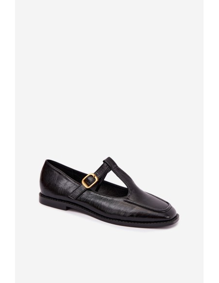Women's Patent Leather Loafers With Strap Black Bonnia
