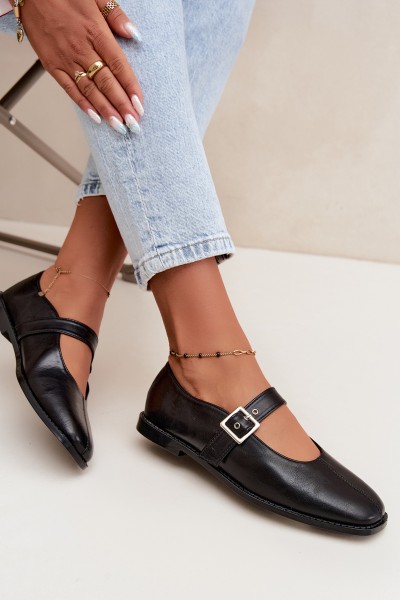 Women's Ballerina Flats with Buckle Black Muretta