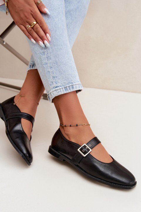 Women's Ballerina Flats with Buckle Black Muretta