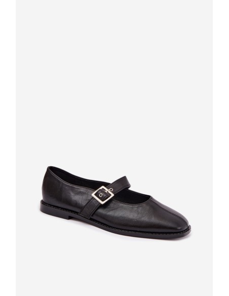 Women's Ballerina Flats with Buckle Black Muretta