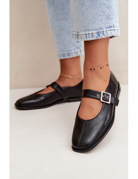Women's Ballerina Flats with Buckle Black Muretta