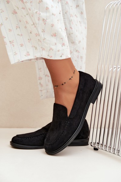 Women's Black Eco Suede Loafers and Moccasins Laisie