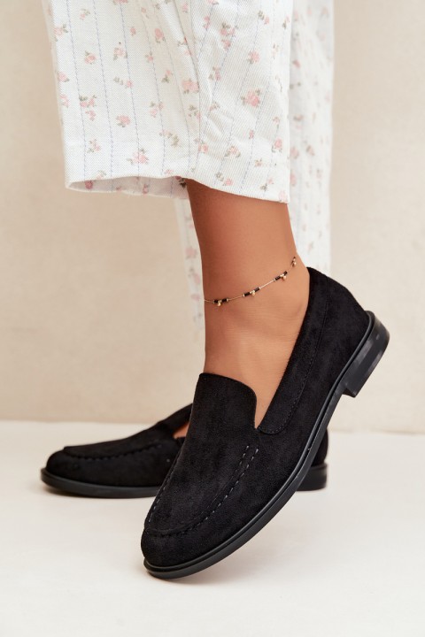 Women's Black Eco Suede Loafers and Moccasins Laisie