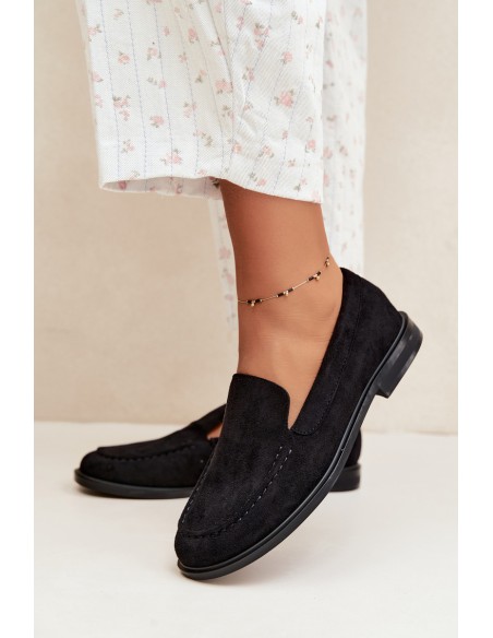 Women's Black Eco Suede Loafers and Moccasins Laisie