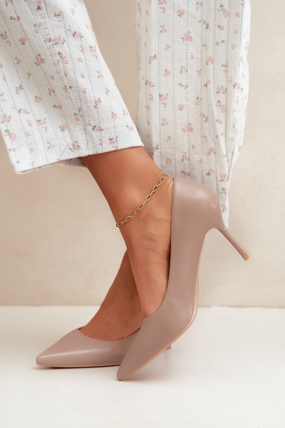 Classic Khaki Eco Leather High Heels Nesha