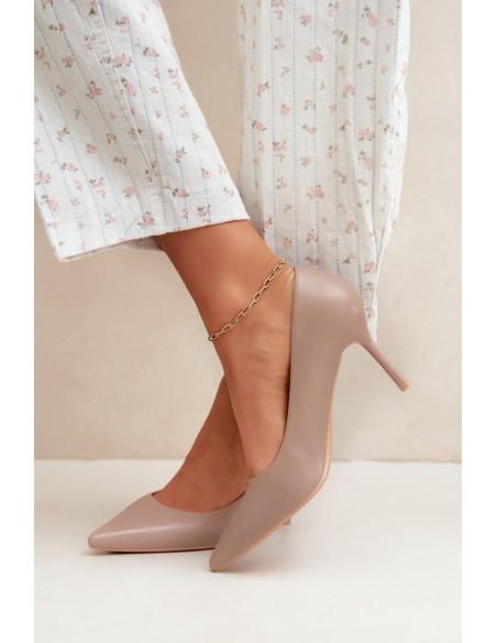 Classic Khaki Eco Leather High Heels Nesha