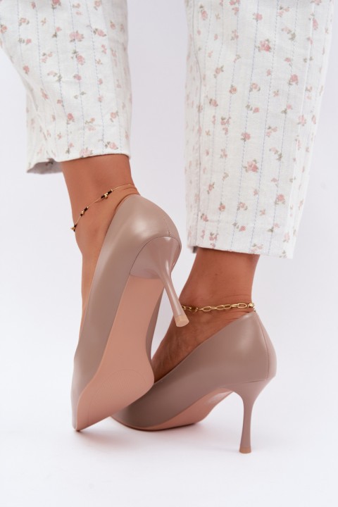 Classic Khaki Eco Leather High Heels Nesha