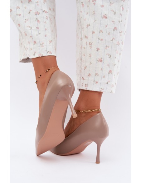 Classic Khaki Eco Leather High Heels Nesha