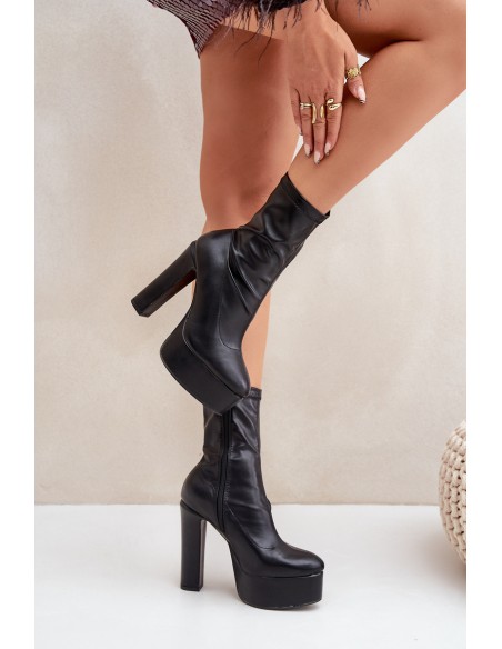 High Heel And Platform Boots Black Tennira