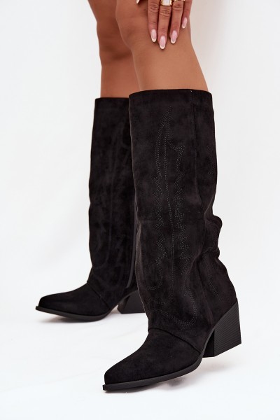 Women's Cowboy Boots with Zipper Black Isalina
