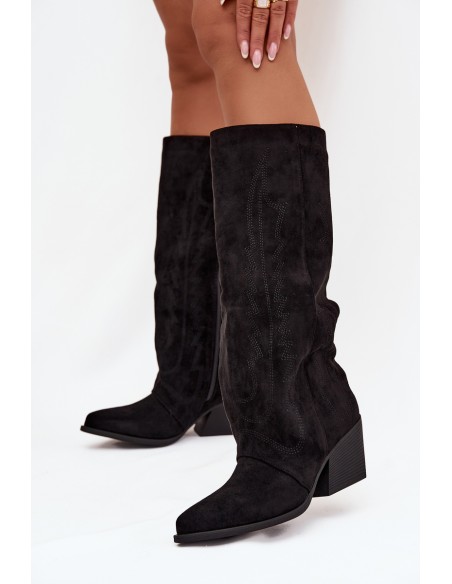 Women's Cowboy Boots with Zipper Black Isalina