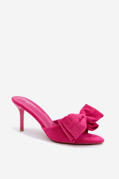 Women's High Heel Sandals With Bow Faux Suede Fuchsia Magnolia 2