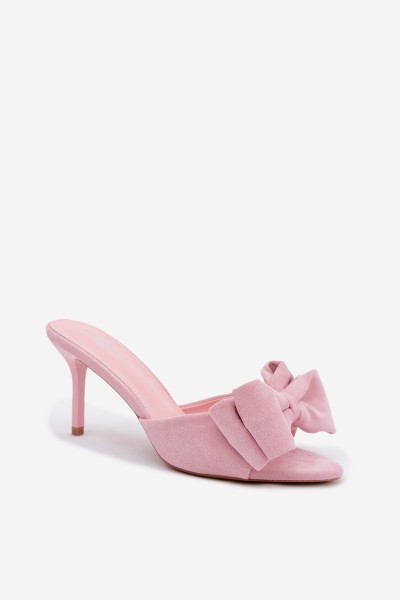 Women's High Heel Sandals With Bow And Faux Suede Pink Magnolia