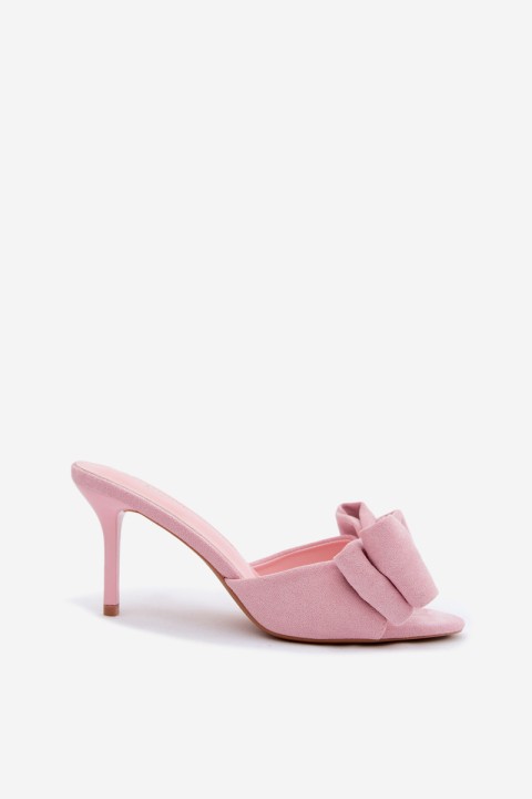 Women's High Heel Sandals With Bow And Faux Suede Pink Magnolia