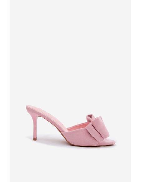 Women's High Heel Sandals With Bow And Faux Suede Pink Magnolia