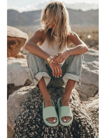 Women's Light Foam Slides With Thick Sole Mint Querceria