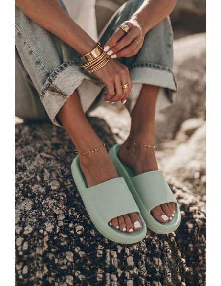 Women's Light Foam Slides With Thick Sole Mint Querceria