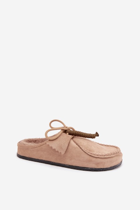 Women's Mule Slippers With Furry Insole Beige Melia