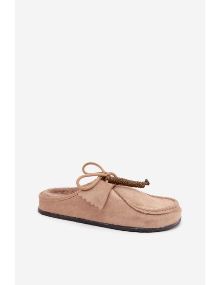 Women's Mule Slippers With Furry Insole Beige Melia