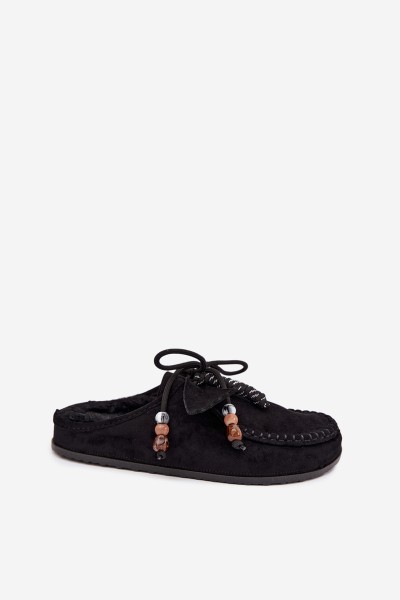 Women's Mule Slippers With Furry Insole Black Melia 2