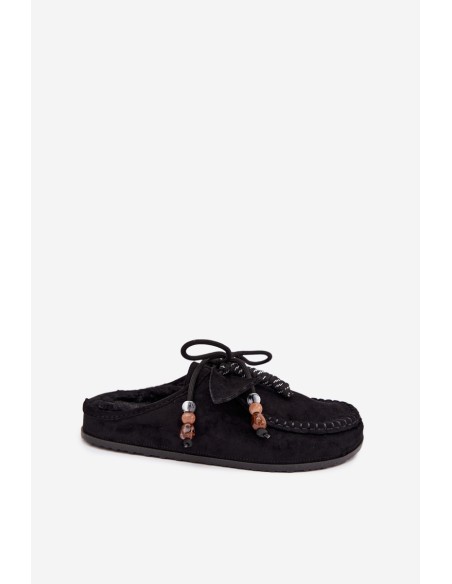 Women's Mule Slippers With Furry Insole Black Melia