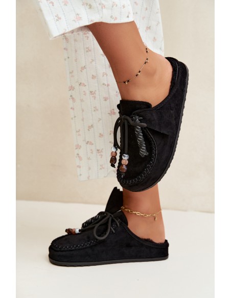 Women's Mule Slippers With Furry Insole Black Melia