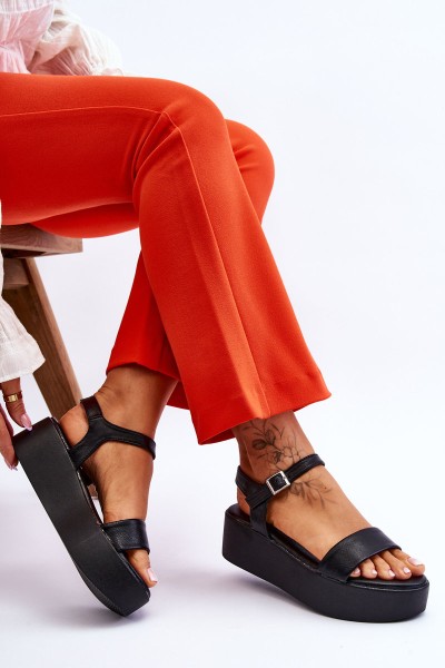 Women's Sandals On A Massive Platform Black Casen