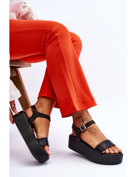 Women's Sandals On A Massive Platform Black Casen