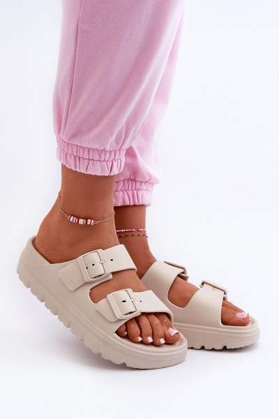 Women's Foam Platform Slides Beige Melorea
