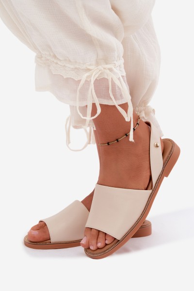 Women's Flat Beige Sandals Pollyanna