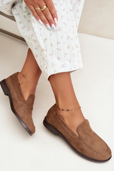 Women's Loafersy Moccasins Made of Eco Suede Brown Laisie